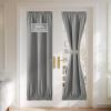 imageNICETOWN 100 Blackout Linen Sidelight Curtains for French Front Door Privacy Door Window Curtains Thermal Insulate Covering for Patio Glass 12 inch x 72 inches Long Sand 1 PanelGrey