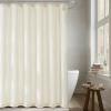 imageNICETOWN White Linen Blend 84 Inch Shower Curtain with 12 Rustproof Metal Hooks Light Filtering Waterproof Privacy Modern Fabric Decor for Bathroom Washable 72x84 Inch 1 PanelNatural Beige