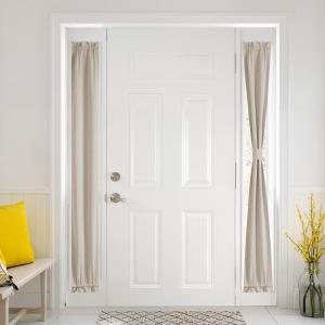 imageNICETOWN 100 Blackout Linen Sidelight Curtains for French Front Door Privacy Door Window Curtains Thermal Insulate Covering for Patio Glass 12 inch x 72 inches Long Sand 1 PanelSand