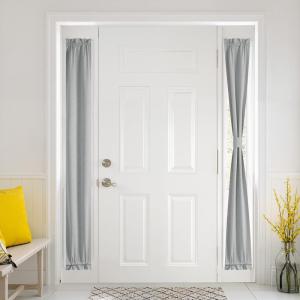 imageNICETOWN 100 Blackout Linen Sidelight Curtains for French Front Door Privacy Door Window Curtains Thermal Insulate Covering for Patio Glass 12 inch x 72 inches Long Sand 1 PanelDove Grey