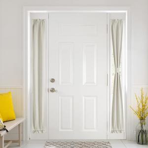 imageNICETOWN 100 Blackout Linen Sidelight Curtains for French Front Door Privacy Door Window Curtains Thermal Insulate Covering for Patio Glass 12 inch x 72 inches Long Sand 1 PanelLight Beige