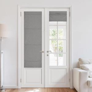 imageNICETOWN Cordless French Door Curtain Natural Linen 100 Blackout W24 x L64 in Roman Shade for Doors with Adhesive Top ampamp Magnetic Lift Privacy ampamp Thermal Window Shade for Kitchen 1 PanelGrey