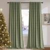 imageNICETOWN100 Linen Blackout Plaid Curtains 84 inches Long Farmhouse Gingham Buffalo Check Window Curtains for Living Room Bedroom Rod Pocket Back Tab 1 Piar W52 x L84 TaupeDiagonal Check  Moss Green