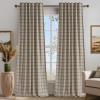 imageNICETOWN100 Linen Blackout Plaid Curtains 84 inches Long Farmhouse Gingham Buffalo Check Window Curtains for Living Room Bedroom Rod Pocket Back Tab 1 Piar W52 x L84 TaupeGrid Pattern  Light Greige