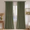 imageNICETOWN100 Linen Blackout Plaid Curtains 84 inches Long Farmhouse Gingham Buffalo Check Window Curtains for Living Room Bedroom Rod Pocket Back Tab 1 Piar W52 x L84 TaupeGrid Pattern  Moss Green