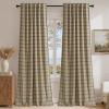 imageNICETOWN100 Linen Blackout Plaid Curtains 84 inches Long Farmhouse Gingham Buffalo Check Window Curtains for Living Room Bedroom Rod Pocket Back Tab 1 Piar W52 x L84 TaupeGrid Pattern  Linen