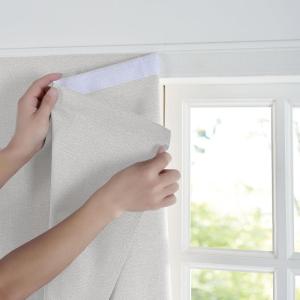 imageNICETOWN 100 Blackout Self Adhesive Linen Curtain Drape Greyish White Guard Blinds No Drill Easy to Install for Kitchen Window Cover W35 x L63 1 PanelGreyish White