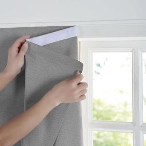 imageNICETOWN 100 Blackout Self Adhesive Linen Curtain Drape Greyish White Guard Blinds No Drill Easy to Install for Kitchen Window Cover W35 x L63 1 PanelGrey