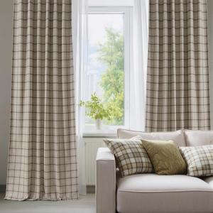imageNICETOWN100 Linen Blackout Plaid Curtains 84 inches Long Farmhouse Gingham Buffalo Check Window Curtains for Living Room Bedroom Rod Pocket Back Tab 1 Piar W52 x L84 TaupeGrid Pattern  Light Greige