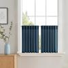 imageNIETOWN Linen Kitchen Curtains 24 inches Long for Small Windows Farmhouse 2 Panels Rod Pocket Back Tab Light Filtering Sheer Curtain Tiers for Cafe Office 34 x 24 inch 1 Pair Natural BeigeNavy Blue