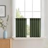 imageNIETOWN Linen Kitchen Curtains 24 inches Long for Small Windows Farmhouse 2 Panels Rod Pocket Back Tab Light Filtering Sheer Curtain Tiers for Cafe Office 34 x 24 inch 1 Pair Natural BeigeForest Green