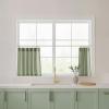 imageNIETOWN Linen Kitchen Curtains 24 inches Long for Small Windows Farmhouse 2 Panels Rod Pocket Back Tab Light Filtering Sheer Curtain Tiers for Cafe Office 34 x 24 inch 1 Pair Natural BeigeSage Green