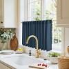 imageNIETOWN Linen Kitchen Curtains 24 inches Long for Small Windows Farmhouse 2 Panels Rod Pocket Back Tab Light Filtering Sheer Curtain Tiers for Cafe Office 34 x 24 inch 1 Pair Natural BeigeNavy Blue