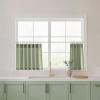 imageNIETOWN Linen Kitchen Curtains 24 inches Long for Small Windows Farmhouse 2 Panels Rod Pocket Back Tab Light Filtering Sheer Curtain Tiers for Cafe Office 34 x 24 inch 1 Pair Natural BeigeSage Green