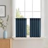 imageNIETOWN Linen Kitchen Curtains 24 inches Long for Small Windows Farmhouse 2 Panels Rod Pocket Back Tab Light Filtering Sheer Curtain Tiers for Cafe Office 34 x 24 inch 1 Pair Natural BeigeNavy Blue