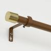 imageNICETOWN Adjustable Faux Wood Grain Metal Curtain Rod Extendable Drapery Rod for Living Room Bedroom WoodLike Finish with Elegant Gold Metal Cylinder Finials 4884 InchesGold  Brown