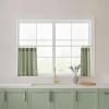 imageNIETOWN Linen Kitchen Curtains 24 inches Long for Small Windows Farmhouse 2 Panels Rod Pocket Back Tab Light Filtering Sheer Curtain Tiers for Cafe Office 34 x 24 inch 1 Pair Natural BeigeSage Green