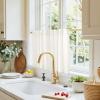 imageNIETOWN Linen Kitchen Curtains 24 inches Long for Small Windows Farmhouse 2 Panels Rod Pocket Back Tab Light Filtering Sheer Curtain Tiers for Cafe Office 34 x 24 inch 1 Pair Natural BeigeNatural Beige