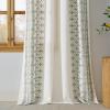 imageNICETOWN Navy Blue Boho Curtains 84 Inches Long 2 Panels Embroidered Linen Textured Geometric Drapes with Antique Bronze Grommets Light Filtering Window Treatment for Living Room ampamp NurserySage Green