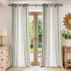 imageNICETOWN Navy Blue Boho Curtains 84 Inches Long 2 Panels Embroidered Linen Textured Geometric Drapes with Antique Bronze Grommets Light Filtering Window Treatment for Living Room ampamp NurserySage Green