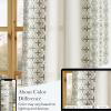 imageNICETOWN Navy Blue Boho Curtains 84 Inches Long 2 Panels Embroidered Linen Textured Geometric Drapes with Antique Bronze Grommets Light Filtering Window Treatment for Living Room ampamp NurserySage Green