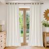 imageNICETOWN Navy Blue Boho Curtains 84 Inches Long 2 Panels Embroidered Linen Textured Geometric Drapes with Antique Bronze Grommets Light Filtering Window Treatment for Living Room ampamp NurseryIvory White