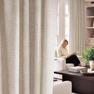 imageNICETOWN 230 GSM Blush Pink Curtains for Girls Room Rich Linen Blend Rod Pocket ampamp Back Tab Vertical Drapes Privacy Assured with Light Filtering Window Treatments for Bedroom W52 x L84 2 PanelsLinen