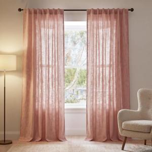 imageNICETOWN 230 GSM Blush Pink Curtains for Girls Room Rich Linen Blend Rod Pocket ampamp Back Tab Vertical Drapes Privacy Assured with Light Filtering Window Treatments for Bedroom W52 x L84 2 PanelsBlush Pink