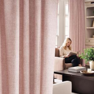 imageNICETOWN 230 GSM Blush Pink Curtains for Girls Room Rich Linen Blend Rod Pocket ampamp Back Tab Vertical Drapes Privacy Assured with Light Filtering Window Treatments for Bedroom W52 x L84 2 PanelsPink