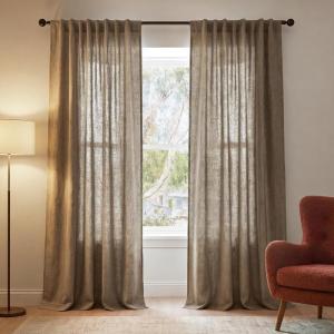 imageNICETOWN 230 GSM Blush Pink Curtains for Girls Room Rich Linen Blend Rod Pocket ampamp Back Tab Vertical Drapes Privacy Assured with Light Filtering Window Treatments for Bedroom W52 x L84 2 PanelsTaupe