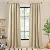 image:imageNICETOWN Room Darkening Patio Curtains for Sliding Door Hook BeltRod PocketBack Tab Thermal Window Treatment Room Divider Curtains for BedroomLiving Room Angora W100 x L84 1 PanelHook Belt  Oatmeal
