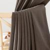 image:imageNICETOWN Room Darkening Patio Curtains for Sliding Door Hook BeltRod PocketBack Tab Thermal Window Treatment Room Divider Curtains for BedroomLiving Room Angora W100 x L84 1 PanelBrown
