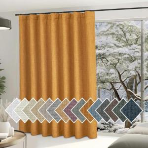image:imageNICETOWN Room Darkening Patio Curtains for Sliding Door Hook BeltRod PocketBack Tab Thermal Window Treatment Room Divider Curtains for BedroomLiving Room Angora W100 x L84 1 PanelHook Belt  Gold Brown
