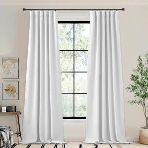 image:imageNICETOWN Room Darkening Patio Curtains for Sliding Door Hook BeltRod PocketBack Tab Thermal Window Treatment Room Divider Curtains for BedroomLiving Room Angora W100 x L84 1 PanelHook Belt  Greyish White