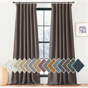 image:imageNICETOWN Room Darkening Patio Curtains for Sliding Door Hook BeltRod PocketBack Tab Thermal Window Treatment Room Divider Curtains for BedroomLiving Room Angora W100 x L84 1 PanelBrown