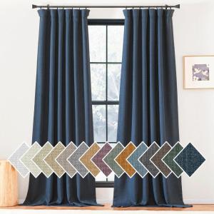 image:imageNICETOWN Room Darkening Patio Curtains for Sliding Door Hook BeltRod PocketBack Tab Thermal Window Treatment Room Divider Curtains for BedroomLiving Room Angora W100 x L84 1 PanelNavy Blue