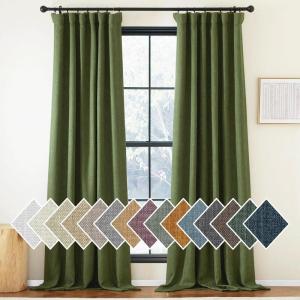 image:imageNICETOWN Room Darkening Patio Curtains for Sliding Door Hook BeltRod PocketBack Tab Thermal Window Treatment Room Divider Curtains for BedroomLiving Room Angora W100 x L84 1 PanelForest Green