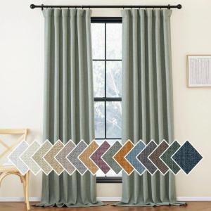 image:imageNICETOWN Room Darkening Patio Curtains for Sliding Door Hook BeltRod PocketBack Tab Thermal Window Treatment Room Divider Curtains for BedroomLiving Room Angora W100 x L84 1 PanelSage Green