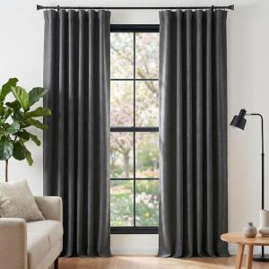 image:imageNICETOWN Room Darkening Patio Curtains for Sliding Door Hook BeltRod PocketBack Tab Thermal Window Treatment Room Divider Curtains for BedroomLiving Room Angora W100 x L84 1 PanelCharcoal Gray