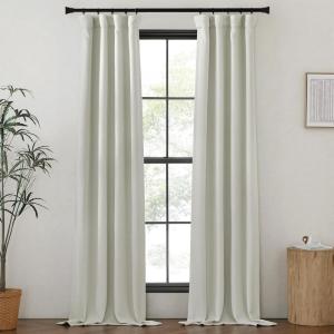 image:imageNICETOWN Room Darkening Patio Curtains for Sliding Door Hook BeltRod PocketBack Tab Thermal Window Treatment Room Divider Curtains for BedroomLiving Room Angora W100 x L84 1 PanelNatural