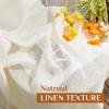 image:imageNICETOWN White Sheer Linen Curtains for Windows 84 inch Length Grommet Top Semi Sheer Vertical Drapes Privacy with Light Filter for BedroomLiving RoomSliding Door 52 inch Wide 2 PCsNatural