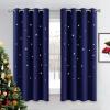 image:imageNICETOWN Kids Blackout Curtains for Bedroom  Hollow Star Space Inspired Night Sky Twinkle Blue Children Star Curtain Window Drape 1 Panel 52 x 63 inches Panel Navy BlueNavy Blue