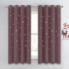 image:imageNICETOWN Kids Curtains Navy Blue Romantic Star Curtains Thermal Insulated Blackout Curtains for Kids Teenagers Bedroom Small Window W52 x L63 Set of 2Dry Rose