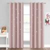 image:imageNICETOWN Kids Curtains Navy Blue Romantic Star Curtains Thermal Insulated Blackout Curtains for Kids Teenagers Bedroom Small Window W52 x L63 Set of 2Light Pink