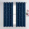 image:imageNICETOWN Kids Curtains Navy Blue Romantic Star Curtains Thermal Insulated Blackout Curtains for Kids Teenagers Bedroom Small Window W52 x L63 Set of 2Moroccan Blue