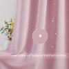 image:imageNICETOWN Kids Curtains Navy Blue Romantic Star Curtains Thermal Insulated Blackout Curtains for Kids Teenagers Bedroom Small Window W52 x L63 Set of 2Baby Pink