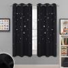 image:imageNICETOWN Kids Curtains Navy Blue Romantic Star Curtains Thermal Insulated Blackout Curtains for Kids Teenagers Bedroom Small Window W52 x L63 Set of 2Black