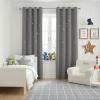 image:imageNICETOWN Kids Curtains Navy Blue Romantic Star Curtains Thermal Insulated Blackout Curtains for Kids Teenagers Bedroom Small Window W52 x L63 Set of 2Grey