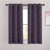 image:imageNICETOWN Kids Curtains Navy Blue Romantic Star Curtains Thermal Insulated Blackout Curtains for Kids Teenagers Bedroom Small Window W52 x L63 Set of 2Greyish Purple