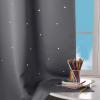 image:imageNICETOWN Kids Curtains Navy Blue Romantic Star Curtains Thermal Insulated Blackout Curtains for Kids Teenagers Bedroom Small Window W52 x L63 Set of 2Grey